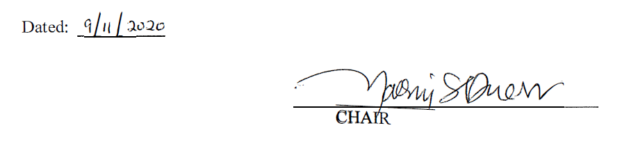 Date and signature of board chair